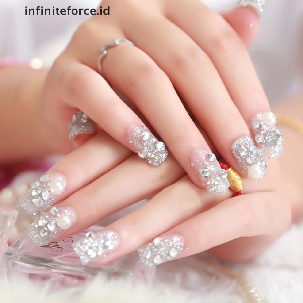 Infiniteforce.id 24pcs / Set Kuku Palsu Full Cover Bahan Akrilik Untuk Nail Art