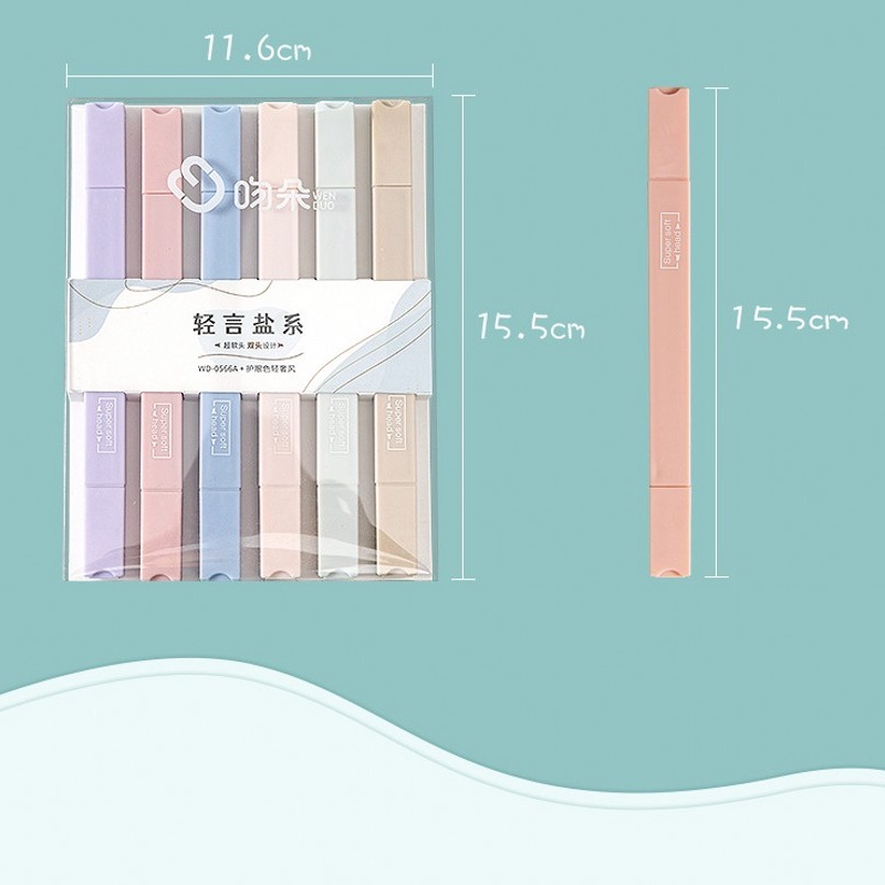 [6pcs/set Morandi Color Highlighter Pen Set] [12 Colors  Dual Tips Marker Pen]