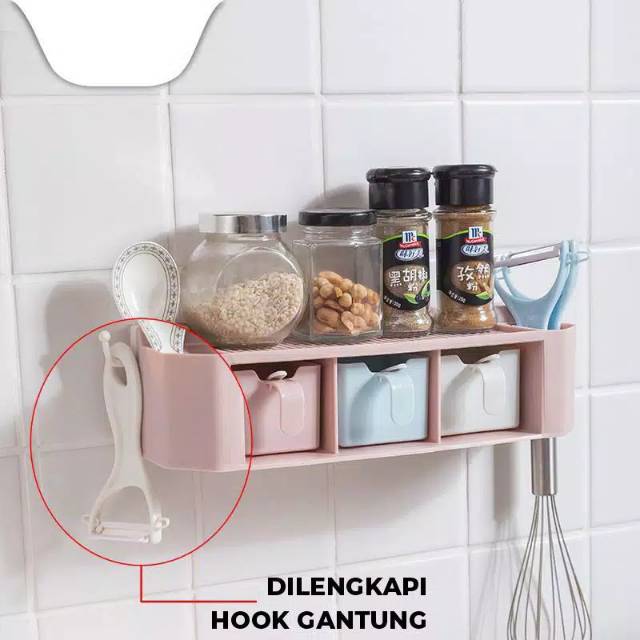 RAK BUMBU DAPUR TEMPAT BUMBU DAPUR TEMPEL KOTAK BUMBU DAPUR GANTUNG SERBAGUNA BUMBU DAPUR PLASTIK