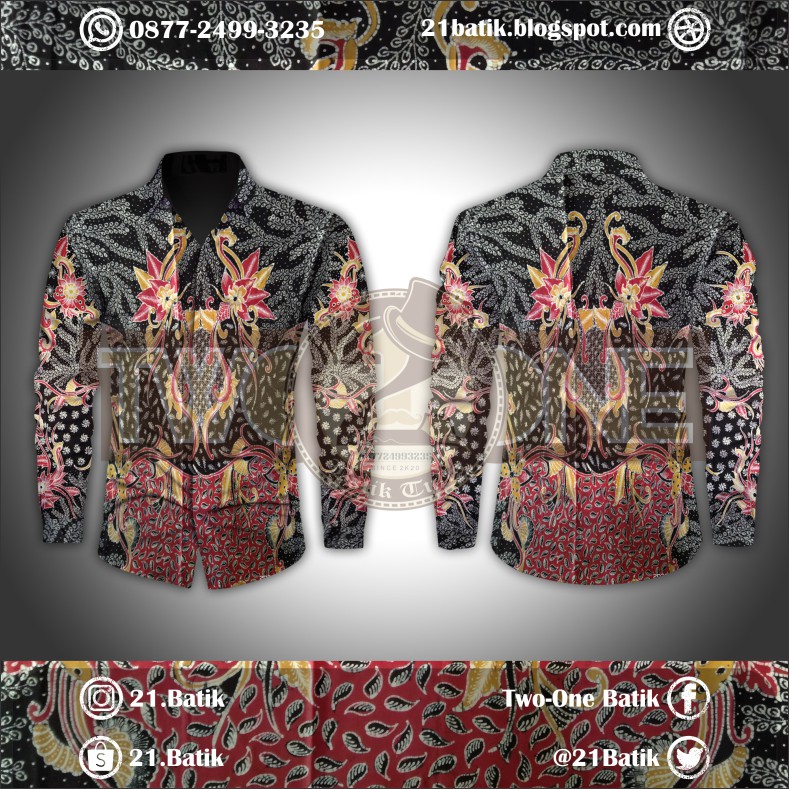 BATIK TULIS PREMIUM HALUSAN KEMEJA PRIA / WANITA FULL ISIAN (WARNA MERAH PUTIH KUNING HITAM)