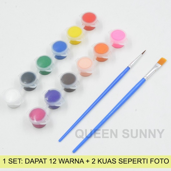 

Cat Akrilik set 12 Warna & Kuas - Cat Acrylic - Acrylic Paint