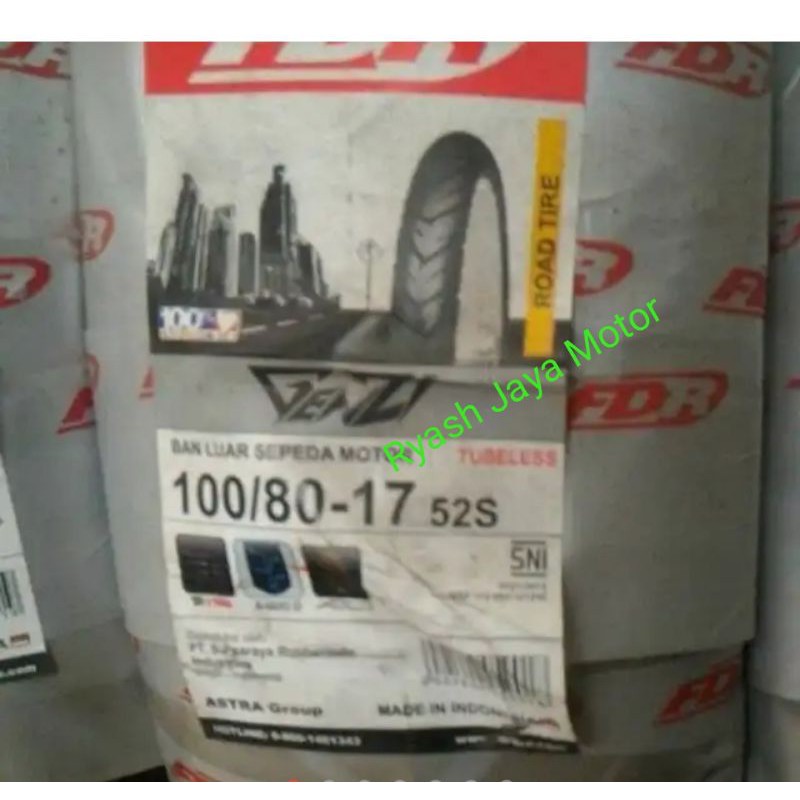 Ban tubeless FDR Genzi/pro 100/80-17 for vixion/cb 150R/CBR 250/