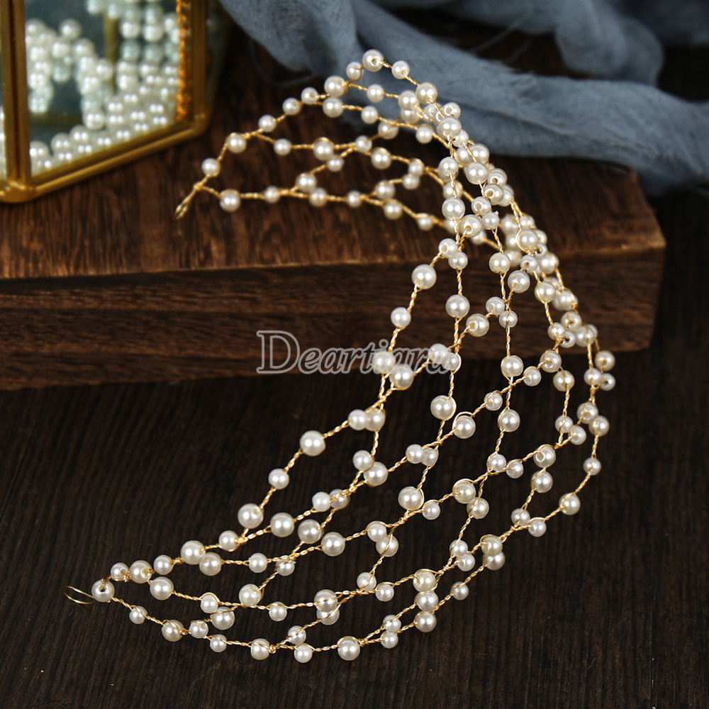 New Mesh Bridal Pearl Hairband Headdress, Wedding Dress Accessories, French Elegant Bridal Jewelry