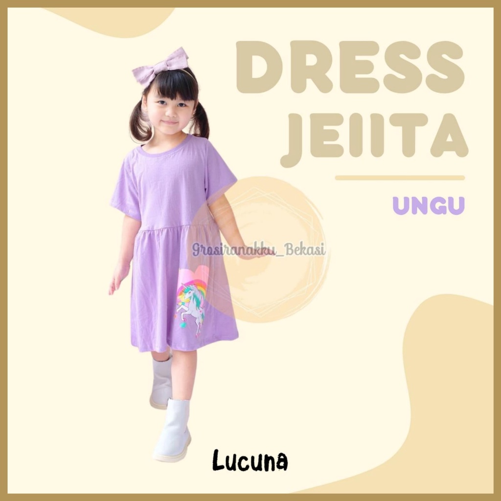 Dress Anak Jelita Lucuna Warna Ungu 1-5thn