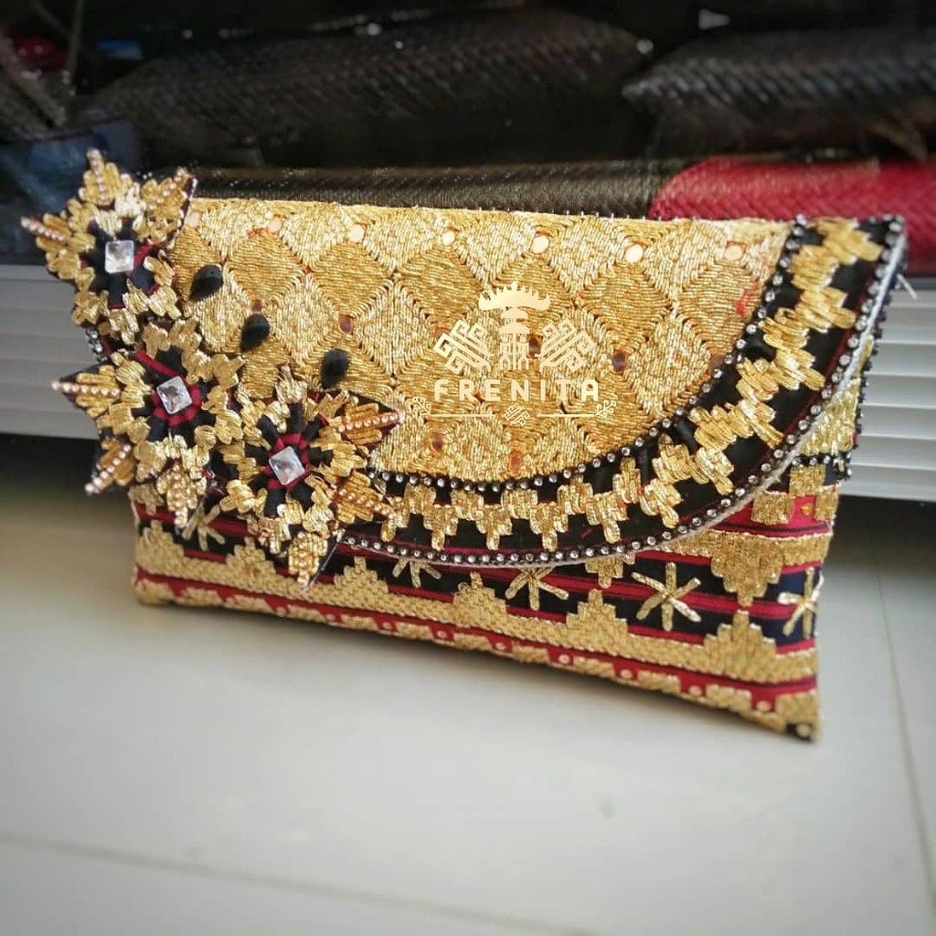 [BISA COD] Clutch Tapis Motif Bunga Bintang