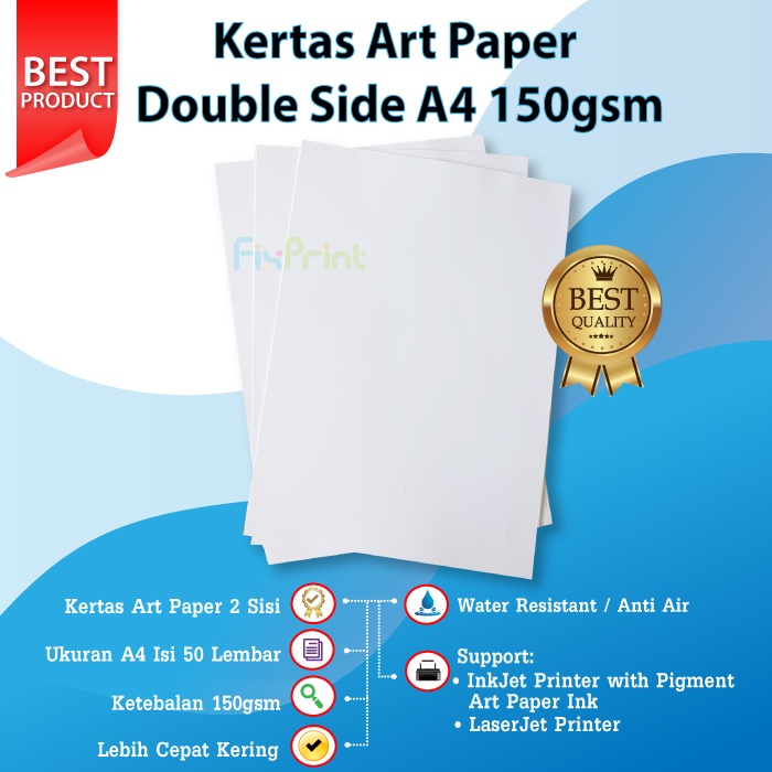 Kertas Art Paper Double Side A4 150gsm Photo Paper 150 gram A4  For Printer Canon Epson HP