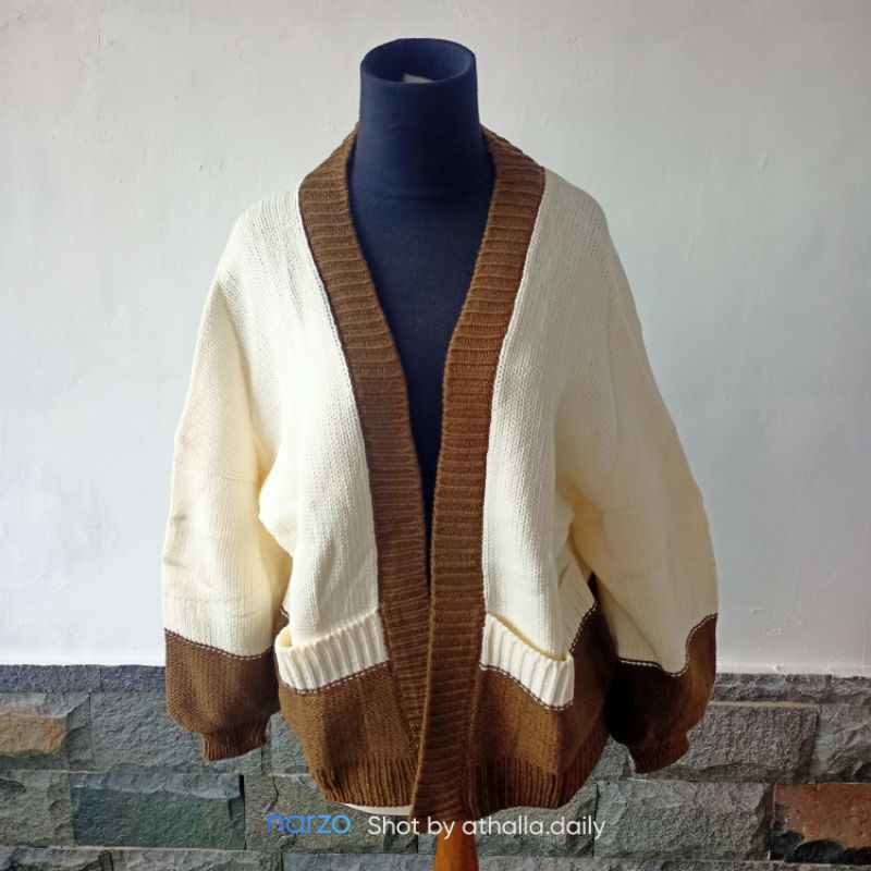 Jual CARDIGAN RAJUT KOREA DUA WARNA PREMIUM TEBAL/ OUTER KNIT UKURAN ...