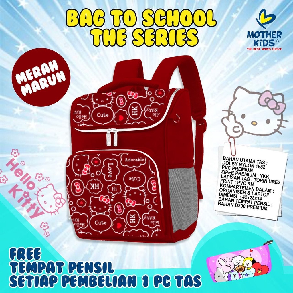 Tas Ransel Bag To School Series *free tempat pensil* By mother kids