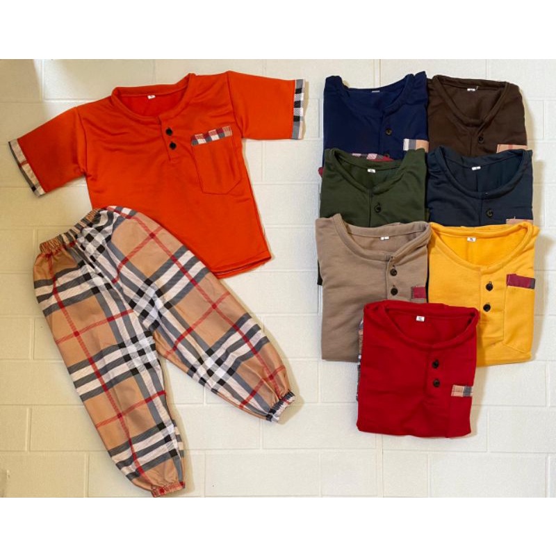 SETELAN CELANA PANJANG BURBERRY POLOS / SETCEL ANAK 1-5TH BABY TERRY