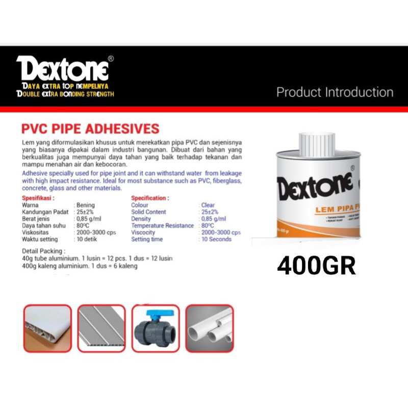 LEM PIPA PVC.400GR DEXTONE DAYA REKAT YANG KUAT. BEST QUALITY ORIGINAL PRODUCT