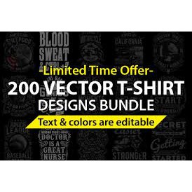 200 Editable T-shirt Designs - Photoshop &amp; Illustrator