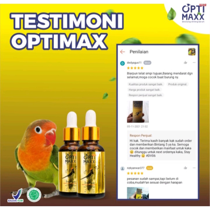 Optimax Multivitamin Penggacor Gacor Burung Kicau Lovebird Murai Murai Batu Atp Masteran Doping Jalak Suren Anis Merah