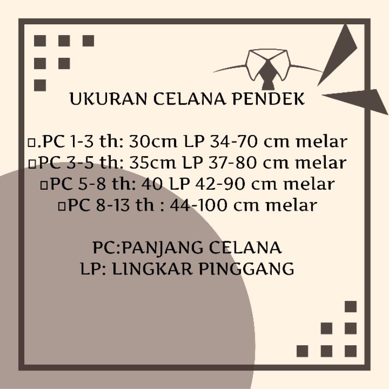 CELANA KOLOR ANAK PAKET 3 PCS /CELANA PENDEK/CEWEK COWOK/RANDOM 1- 13 DEWASA TAHUN