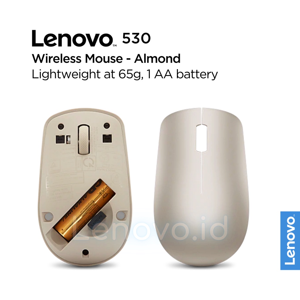 Lenovo 530 Wireless Mouse Optical USB Type-A 2.4GHz, 1200 DPI, Platinum Grey GY50Z18984, Abyss Blue GY50Z18986, Almond GY50Z18988, Graphite Grey GY50Z49089, Cherry Red GY50Z18990-3