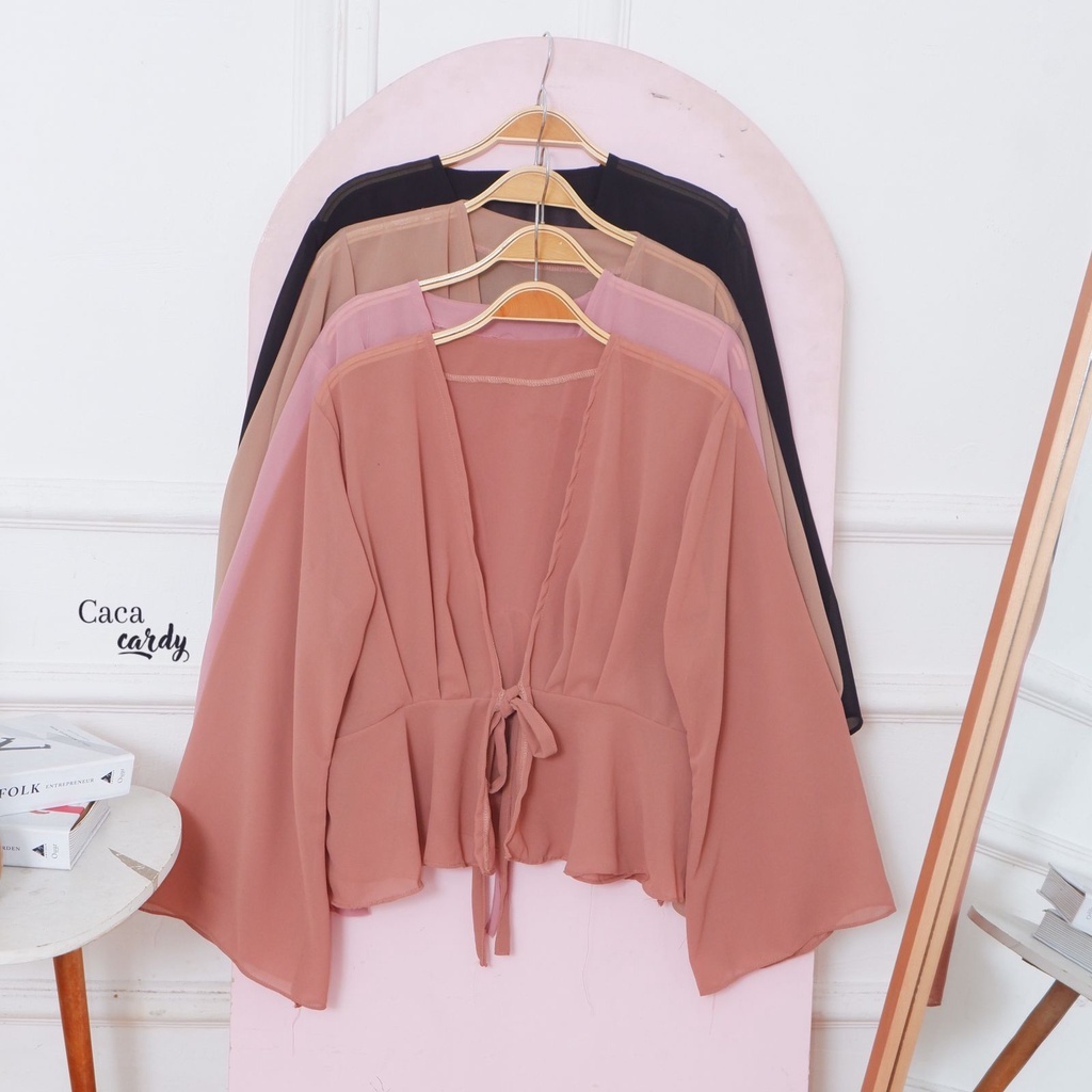 Caca Cardy Outerwear Wanita/ BLOUSE CERUTY KOREAN STYLE DERA BLOUSE POLOS PREMIUM SERUT KARET TALI HITS SELEBGRAM FASHION WANIT