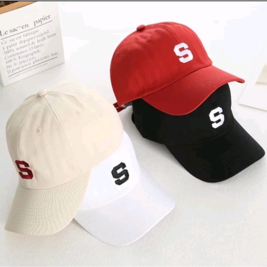 Topi Baseball Fashion Pria Wanita / Topi Baseball Caps Inisial S Stylish