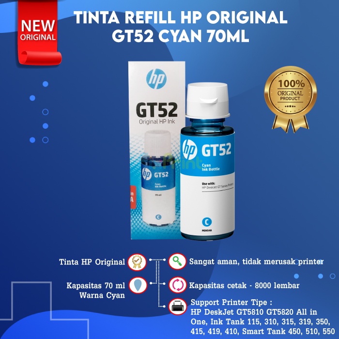 Tinta GT53  GT52 Refill DeskJet GT5810 GT5820 InkTank 115 315 415 419