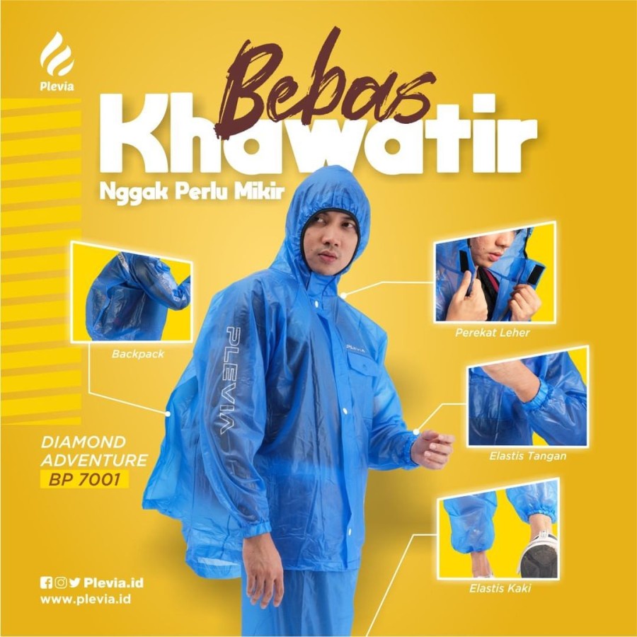 Mantel Hujan Setelan Jas Hujan Jaket Celana Dewasa Plevia BackPack ADVENTURE 7001 - Raincoat Mantel Hujan Baju Celana Modis Kuat Keren