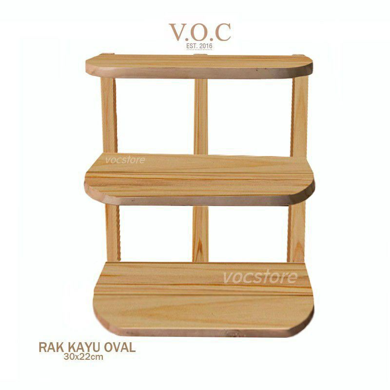 Rak kayu oval serbaguna mini