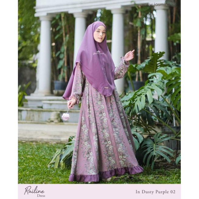 TERBARU RAILINE DRESS | By JASMINE Lidiahadiwinoto ORI || gamis motif printing syar'i elegan shaby