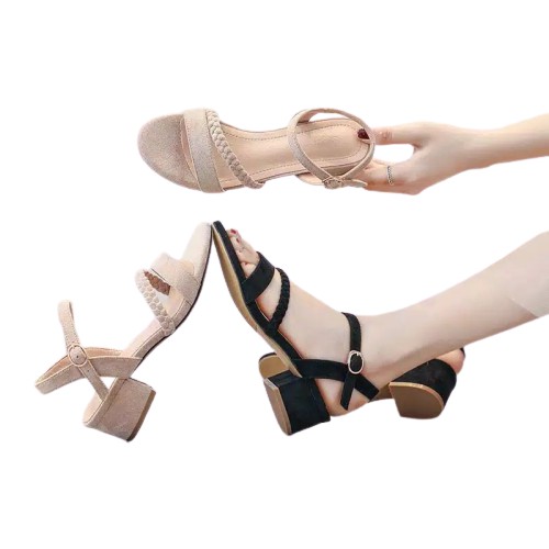 Heels wanita hak tahu kepang