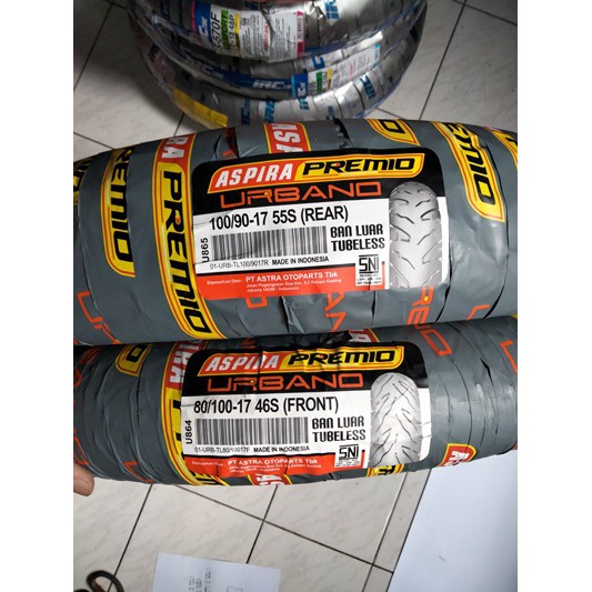 PAKET BAN ASPIRA PREMIO URBANO 80/100-17 & 100/90-17 TUBELESS