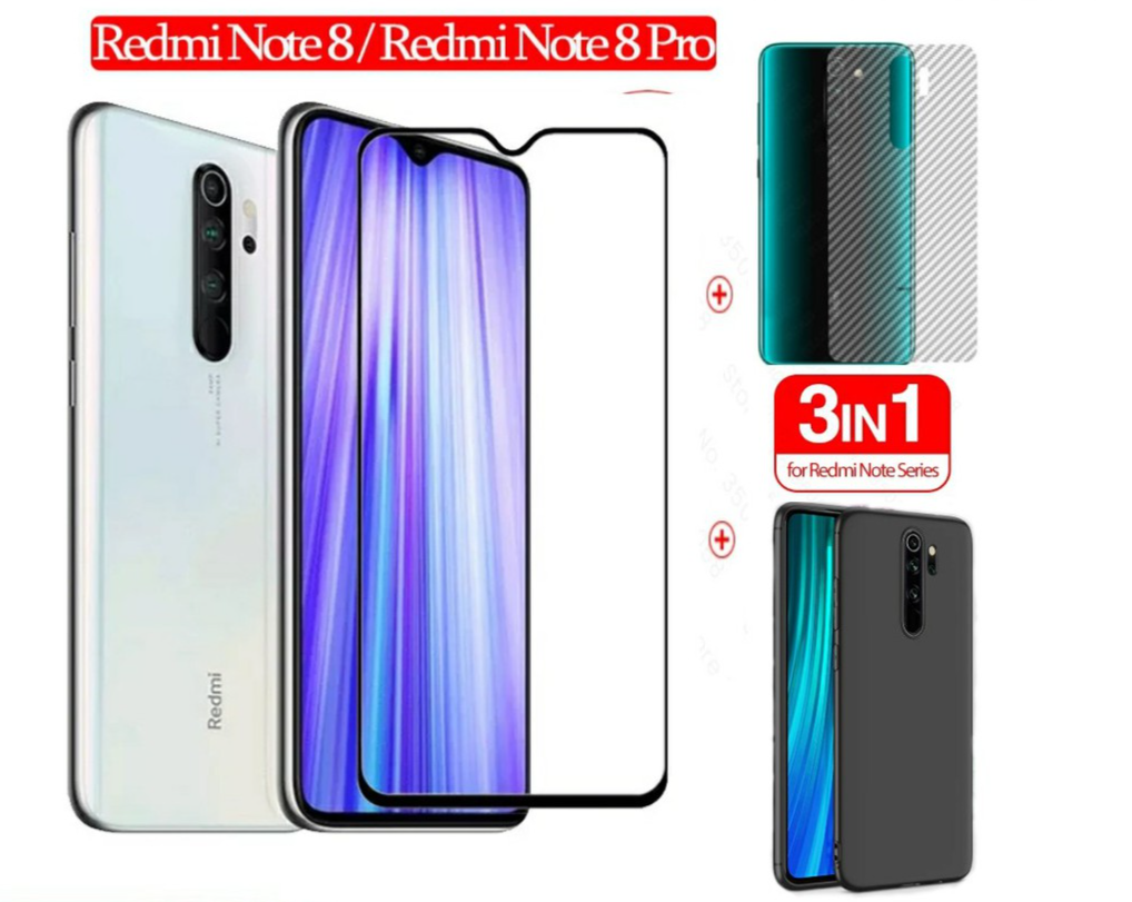 PROMO Paket 3In1 Xiaomi Redmi note 8, Note 8 Pro + Garskin + Tempered GlasS Full Screen Premum