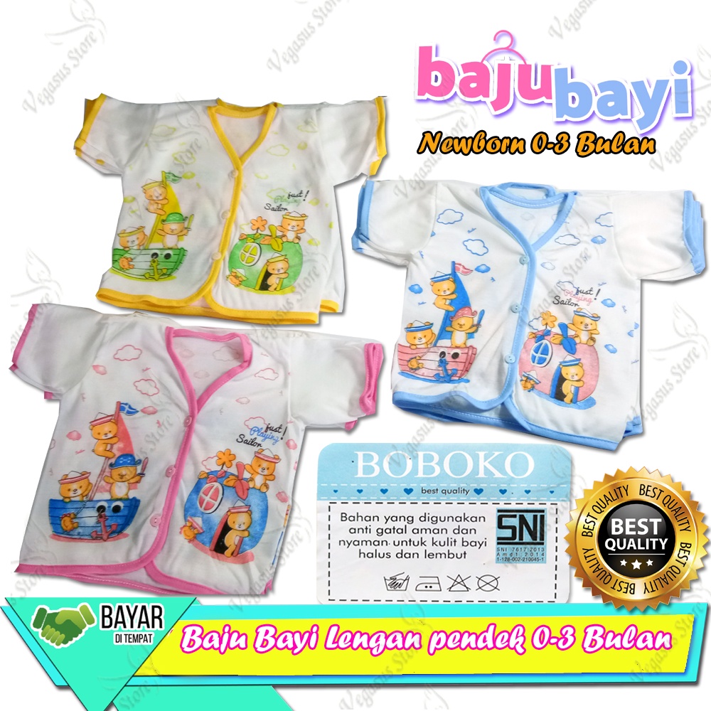 3Pcs Baju Bayi lengan Pendek dan panjang newborn 0-3 Bulan-Vegasus Store (COD)