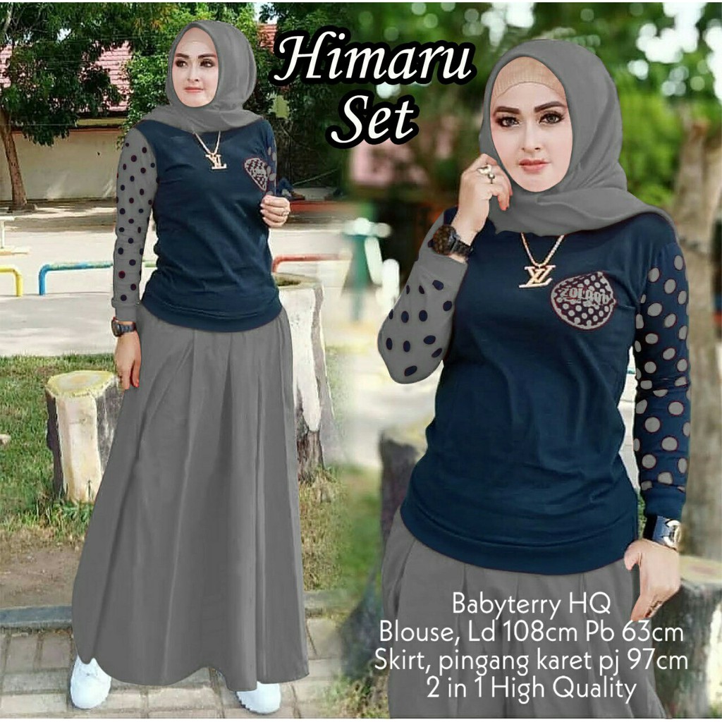 (COD) Set Himaru Varian Warna / Fashion Muslim / Pakaian Wanita / Blouse / Set