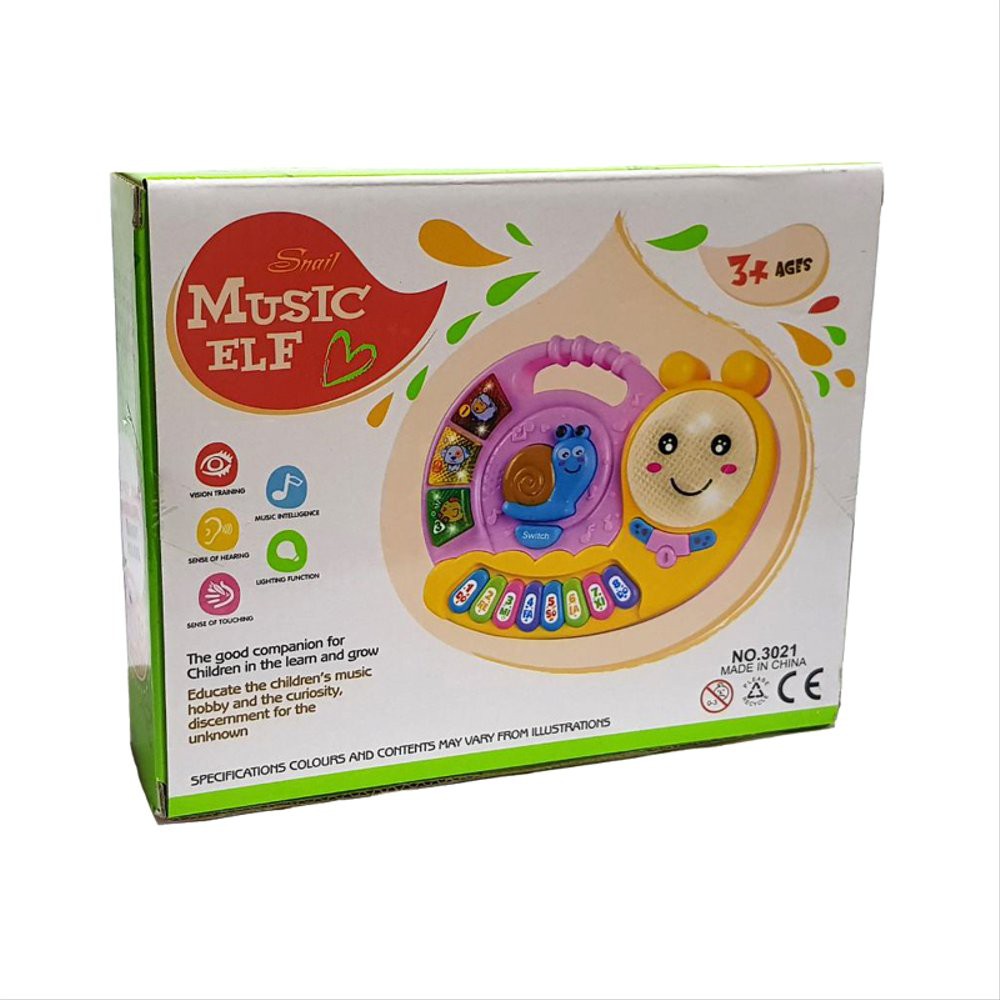 tanpa dus Mainan Anak Caterpillar Music ELF Piano - Animal piano Siput Light