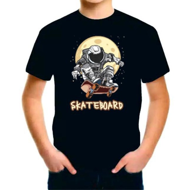 Kaos skateboard anak pria cotton combad - Black Series