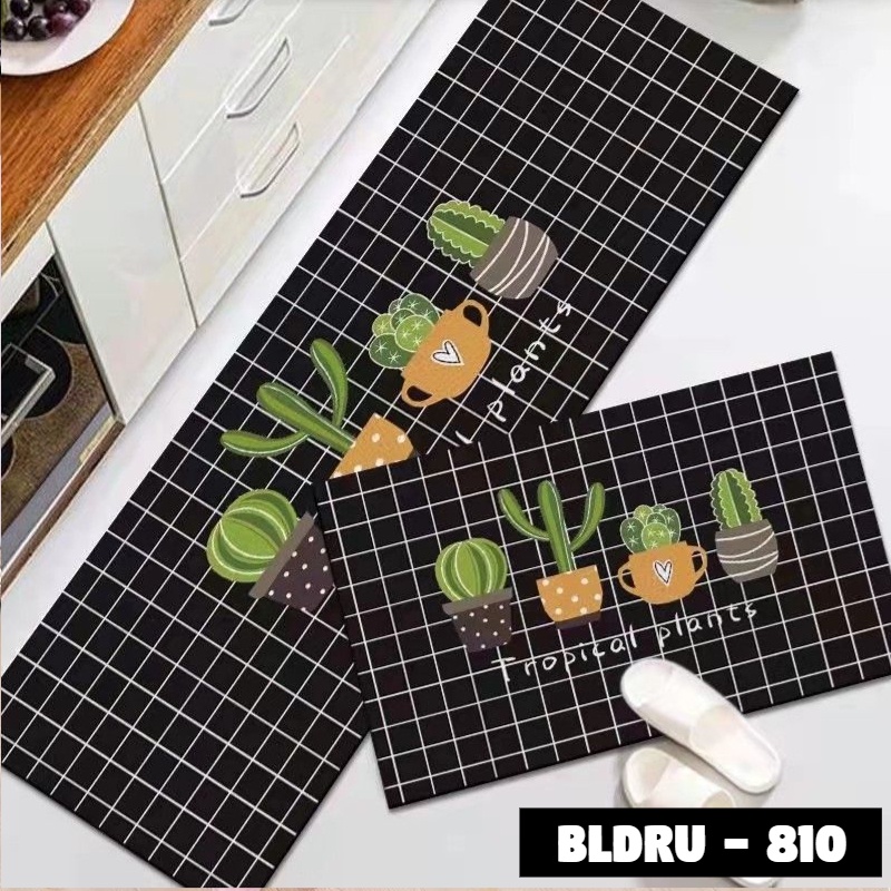 FLEUR-ID - 1 SET PREMIUM BLUDRU (40*60 CM & 40*120 CM) KESET DAPUR LEMBUT ANTI SLIP-BLDRU - 810