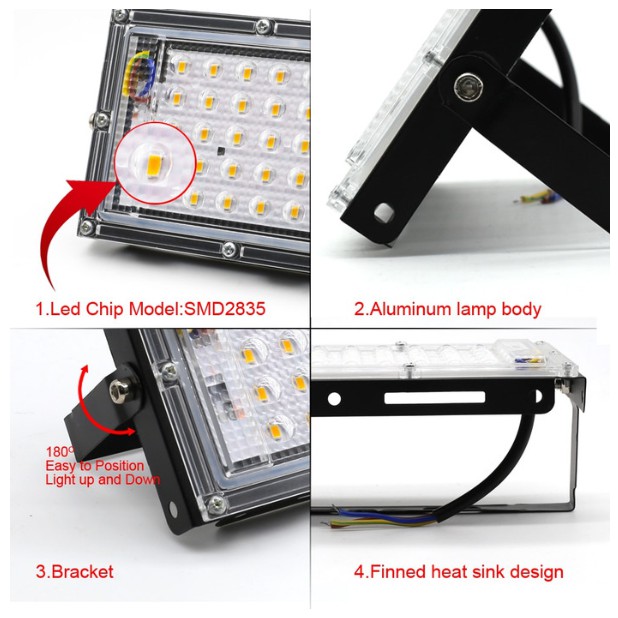 Lampu Sorot Flood Light Waterproof 4500 Lumens 50W Cahaya Putih 6500K