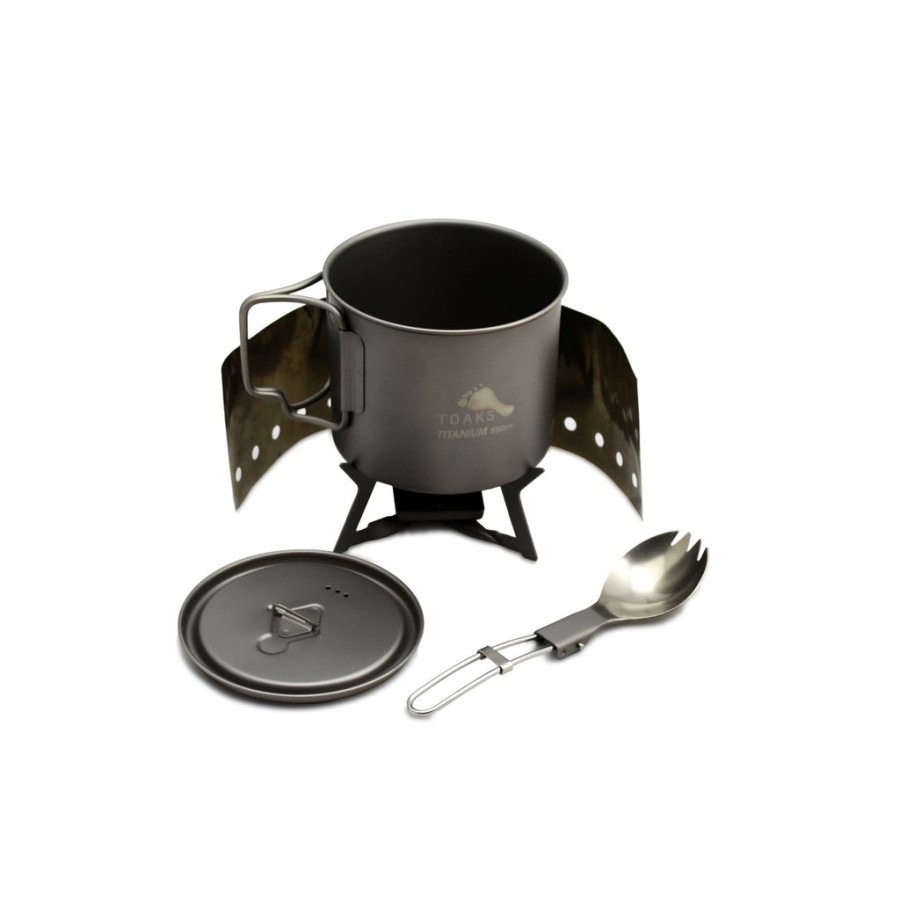 Panci Include Kompor Camping TOAKS Ultralight Titanium Cook System w Solid Alcohol Stove CS-01