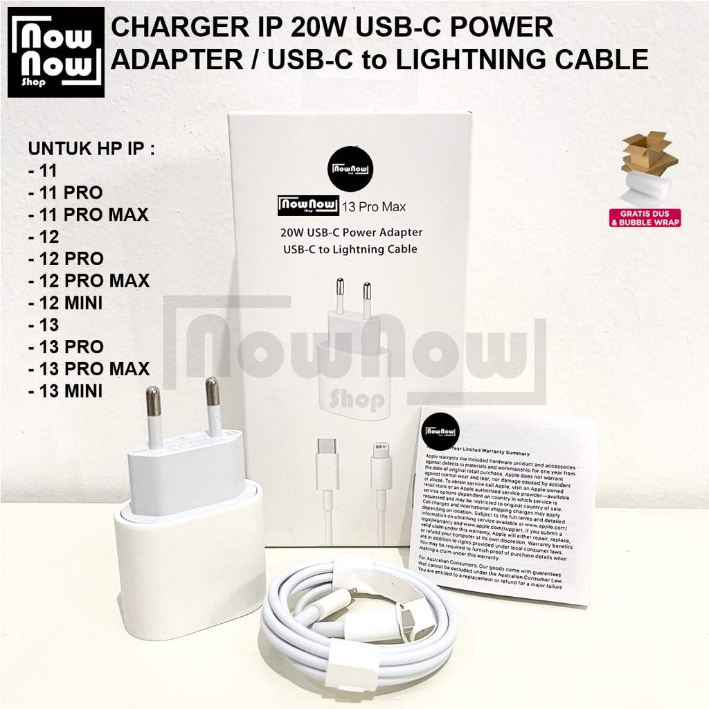 Charger iP 20W USB-C Power Delivery + USB C to Lightning Cable FAST CHARGING FullSet Carger Casan Cas Original