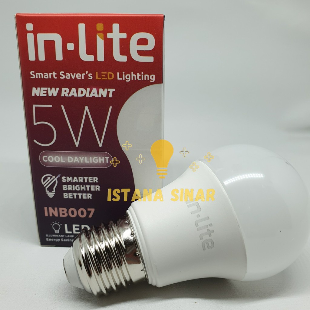 LAMPU LED BULB INLITE IN-LITE 3 GRATIS 1 5W 5 W WATT WT BERGARANSI