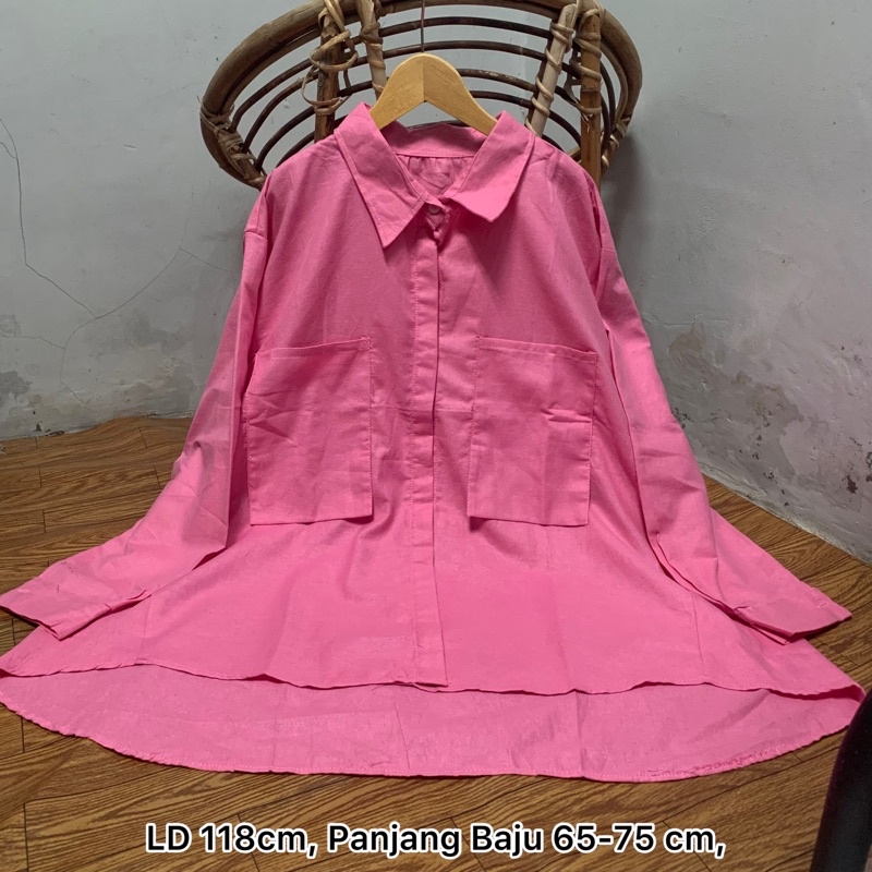 MONOCHROME OVERSIZE BLOUSE MOTIF - ATASAN RAYON FULL KANCING JUMBO / ATASAN RAYON KOMBINASI-KALIN SHIRT DUSTY