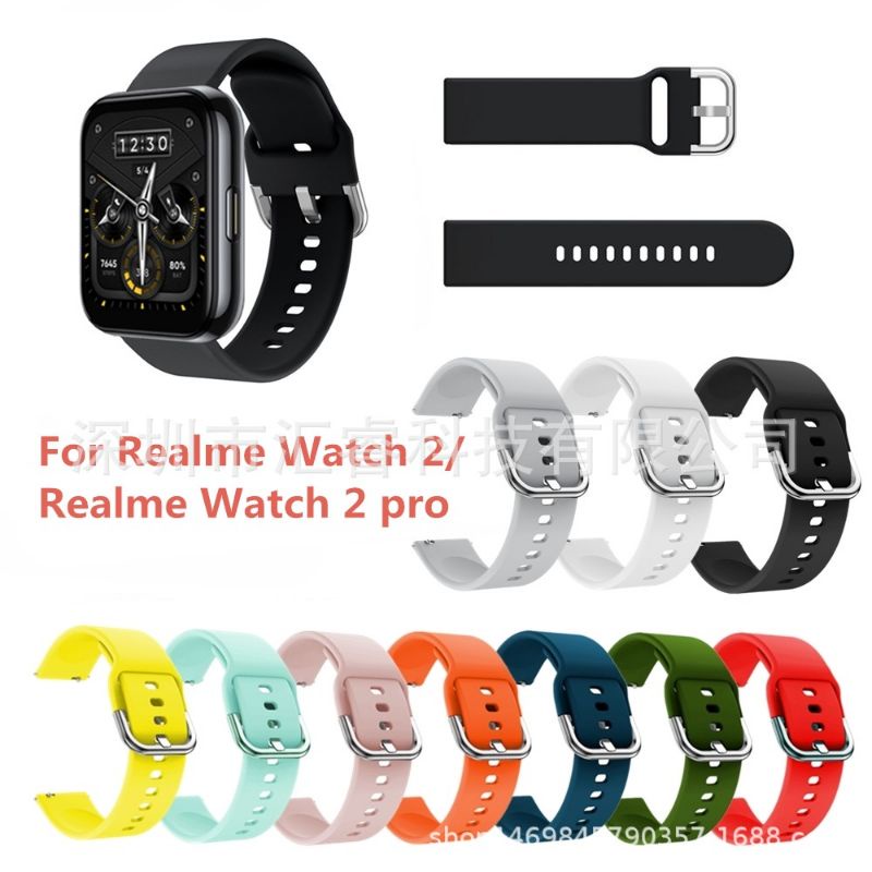 Original Strap Realme Watch 2 / Realme Watch 2 Pro 22MM Tali Jam Rubber Colorful Buckle Model Active