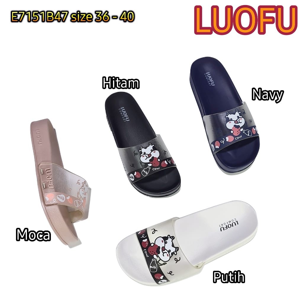 LUOFU ORIGINAL jelly sandal karet empuk murah sendal selop slide kokop import E7151B47