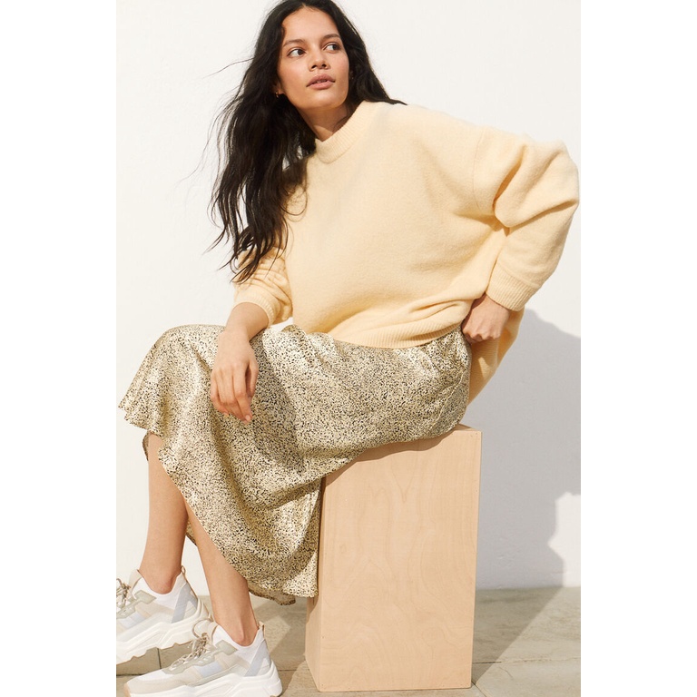 H&M Rok Wanita Calf-Length Skirt Viscose Rayon Casual Patterened Original-6