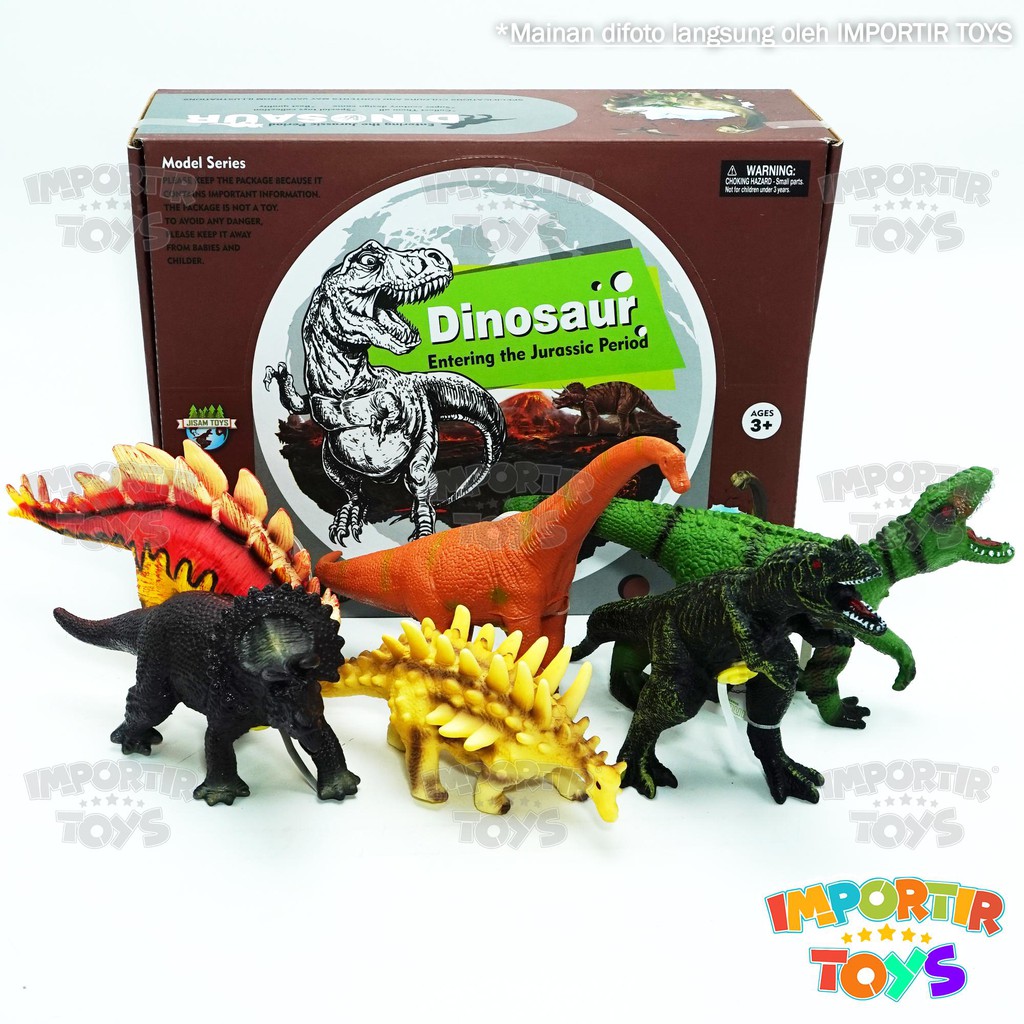 Mainan Dinosaurus Karet Berkualitas 6 Varian Jenis Warna Warni Keren
