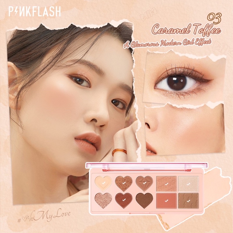 PINKFLASH #OhMyLove Multiple Face Palette Eyeshadow &amp; Blush &amp; Highlighter &amp; Contour 4 in 1 Pink Flash Eye Shadow Pink Flash