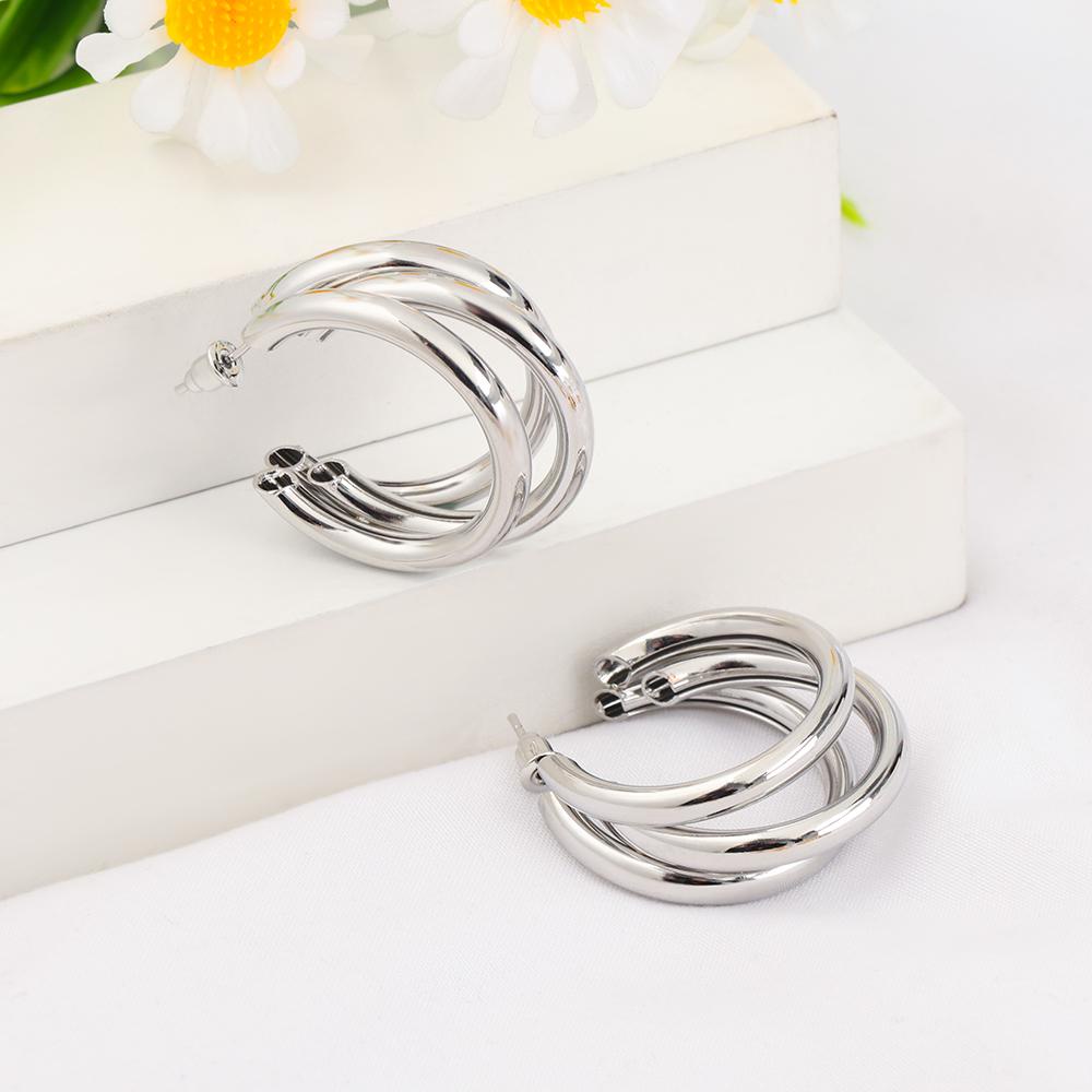 Top Hoop Earrings Aksesoris Pesta Fashion Hadiah Anting Logam