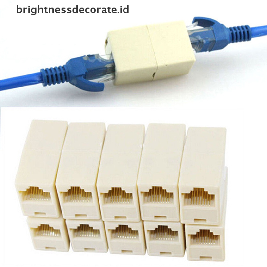 10pcs Konektor Kabel Jaringan Ethernet Lan Rj45 Female Ke Female