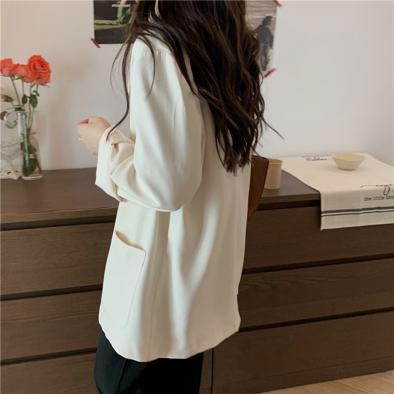 kualitas baik Hitam hijau putih Lengan panjang Blazers Setelan Jas saku Blazer Women Outer 2023t Murah Fashionable Korean style loose suit jacket