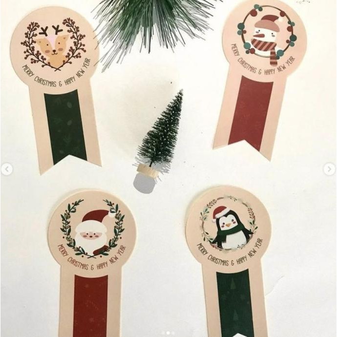 

monggo] Stiker Kue Kado Natal / Christmast Gift Sticker for Cake / Label Kue