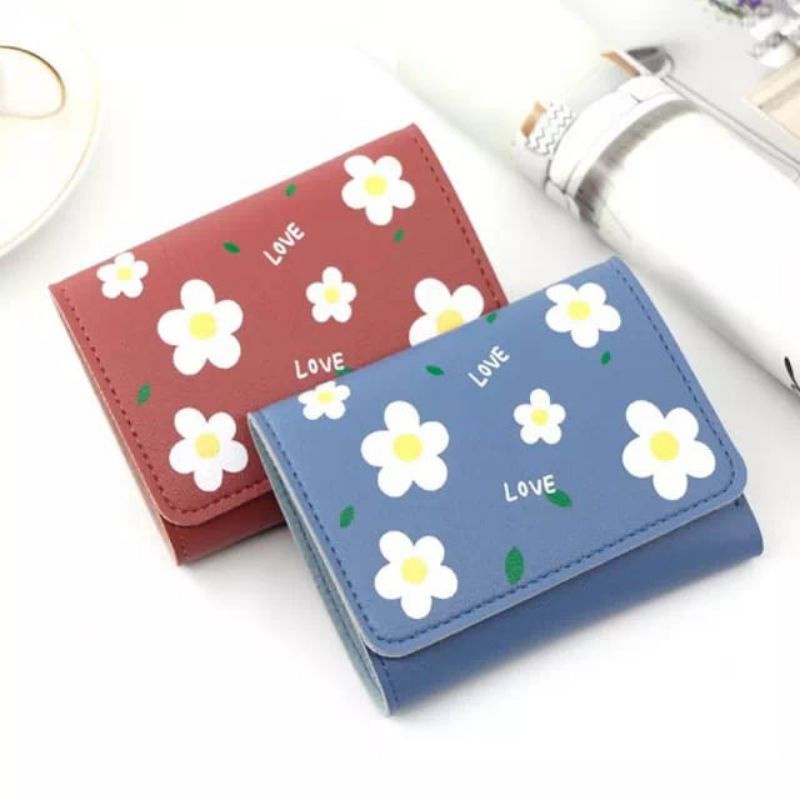 Dompet Mini Lipat Korea Dompet Korea Flower Pastel Dompet Kartu