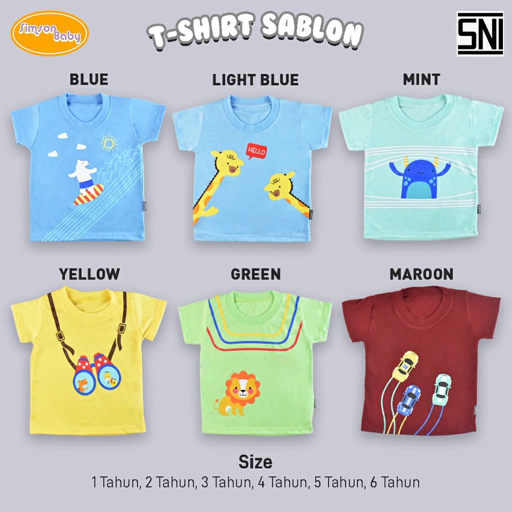 PROMO 7.7 PROMO BAJU LEBARAN MURAH Simson Baby By Aruchi Sablon Tee / Tshirt Atasan Kaos Sablon Motif Anak Laki Laki Perempuan Baju Anak Unisex Bayi dan Anak Tee Lengan pendek 1-6 tahun