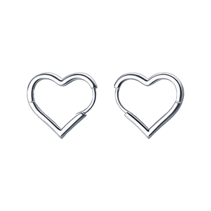 Anting Stud 925 Sterling Silver Bentuk Hati Geometris Gaya Klasik Untuk Wanita