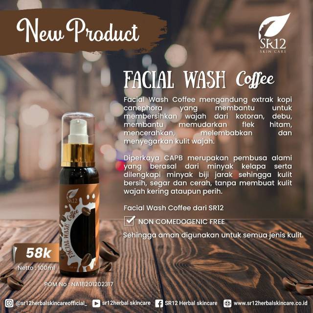 FACIAL WASH COFFEE SR12 100ml Ekstrak Kopi Canephora Membersihkan Wajah BPOM